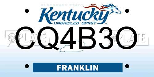 CQ4B3O Kentucky License Plate