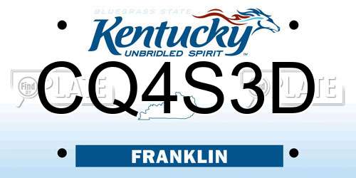 CQ4S3D Kentucky License Plate