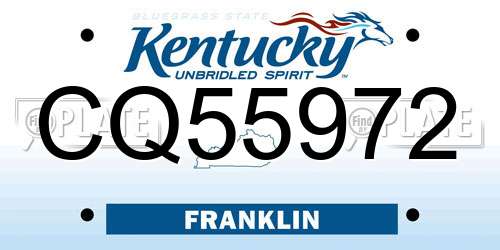 CQ55972 Kentucky License Plate