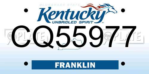 CQ55977 Kentucky License Plate