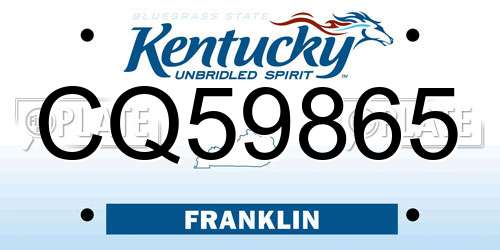 CQ59865 Kentucky License Plate