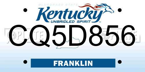 CQ5D856 Kentucky License Plate