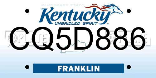 CQ5D886 Kentucky License Plate