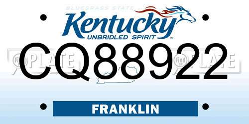 CQ88922 Kentucky License Plate
