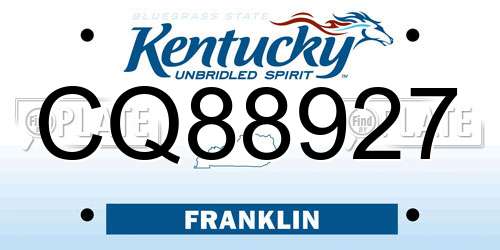 CQ88927 Kentucky License Plate