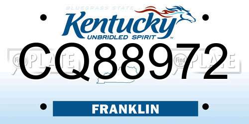 CQ88972 Kentucky License Plate