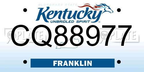 CQ88977 Kentucky License Plate
