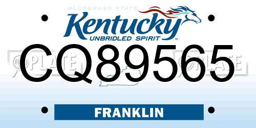 CQ89565 Kentucky License Plate