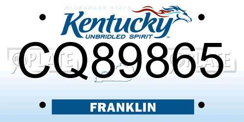 CQ89865 Kentucky License Plate