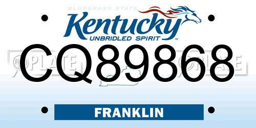 CQ89868 Kentucky License Plate