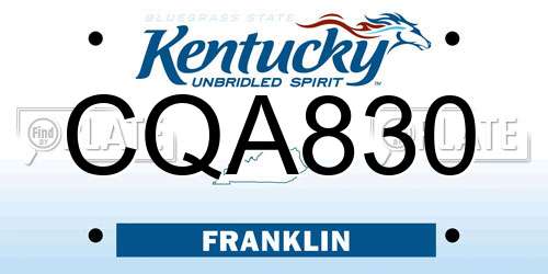 CQA830 Kentucky License Plate