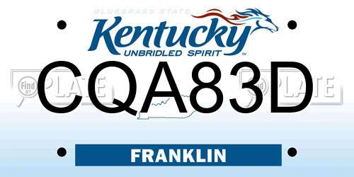 CQA83D Kentucky License Plate