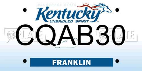 CQAB30 Kentucky License Plate