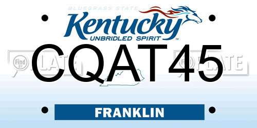 CQAT45 Kentucky License Plate