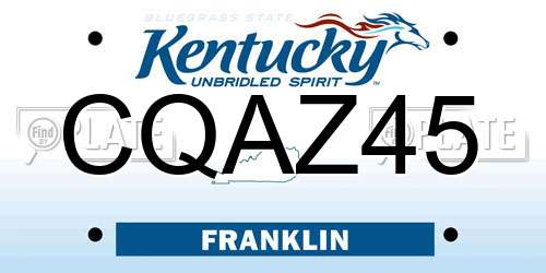 CQAZ45 Kentucky License Plate