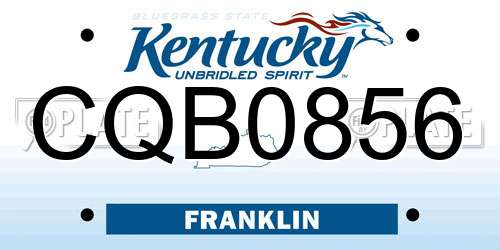 CQB0856 Kentucky License Plate