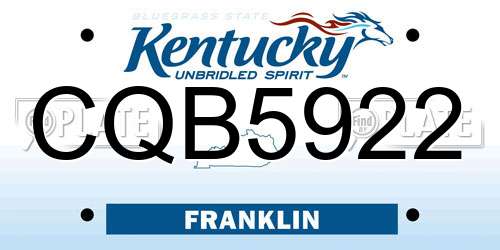 CQB5922 Kentucky License Plate