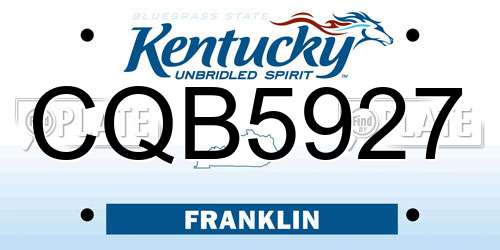 CQB5927 Kentucky License Plate