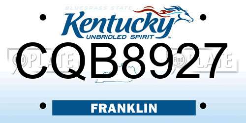 CQB8927 Kentucky License Plate