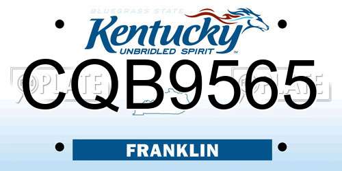 CQB9565 Kentucky License Plate
