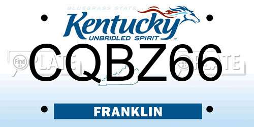 CQBZ66 Kentucky License Plate