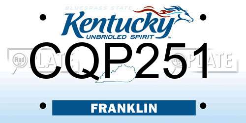 CQP251 Kentucky License Plate