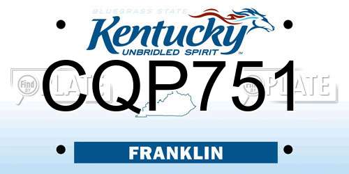 CQP751 Kentucky License Plate