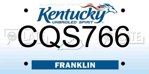 CQS766 Kentucky License Plate