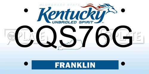 CQS76G Kentucky License Plate