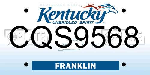 CQS9568 Kentucky License Plate