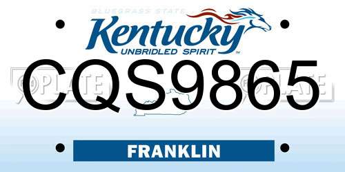 CQS9865 Kentucky License Plate