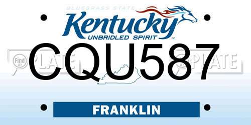 CQU587 Kentucky License Plate