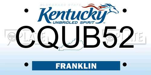 CQUB52 Kentucky License Plate
