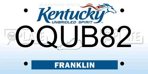 CQUB82 Kentucky License Plate