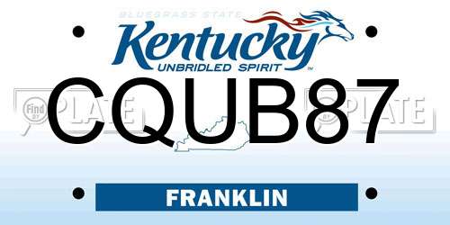 CQUB87 Kentucky License Plate