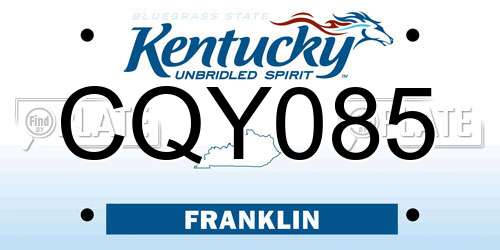 CQY085 Kentucky License Plate