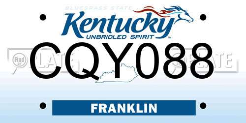 CQY088 Kentucky License Plate