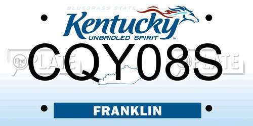 CQY08S Kentucky License Plate