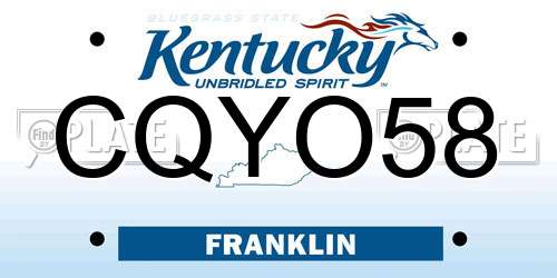 CQYO58 Kentucky License Plate