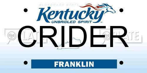 CRIDER Kentucky License Plate