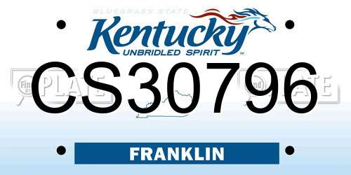 CS30796 Kentucky License Plate