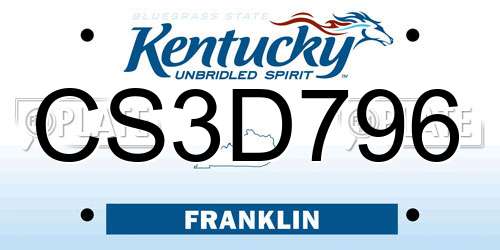 CS3D796 Kentucky License Plate