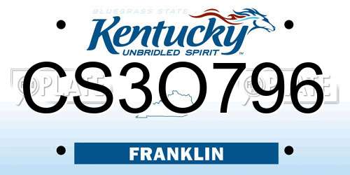 CS3O796 Kentucky License Plate