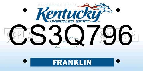 CS3Q796 Kentucky License Plate