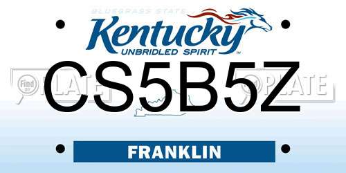 CS5B5Z Kentucky License Plate