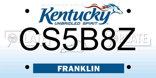 CS5B8Z Kentucky License Plate