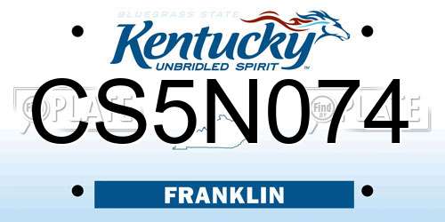 CS5N074 Kentucky License Plate