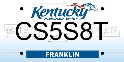 CS5S8T Kentucky License Plate