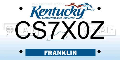 CS7X0Z Kentucky License Plate