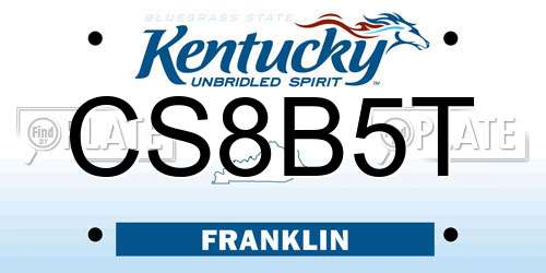 CS8B5T Kentucky License Plate